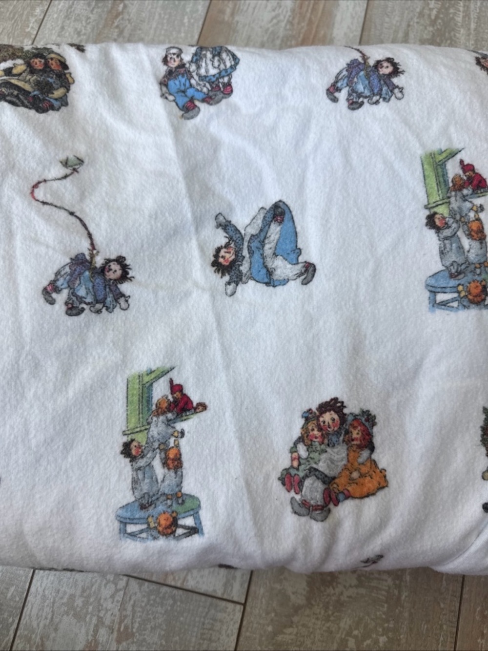 Vintage Raggedy Ann and Andy Flannel Sheet Set- flat &fitted sheet, 1 pillowcase